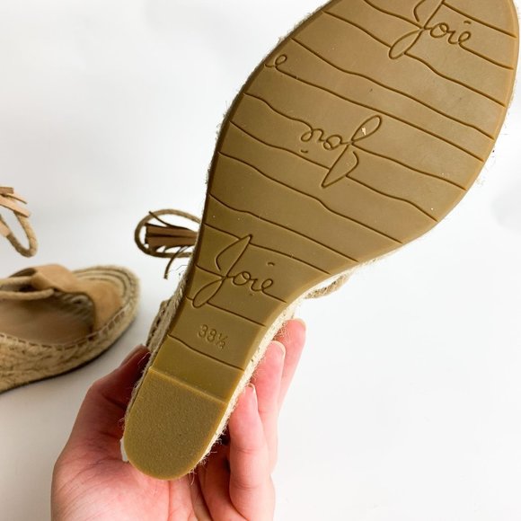 Joie Delilah tan suede lace up wedge espadrille sandal 39.5 - Picture 7 of 7